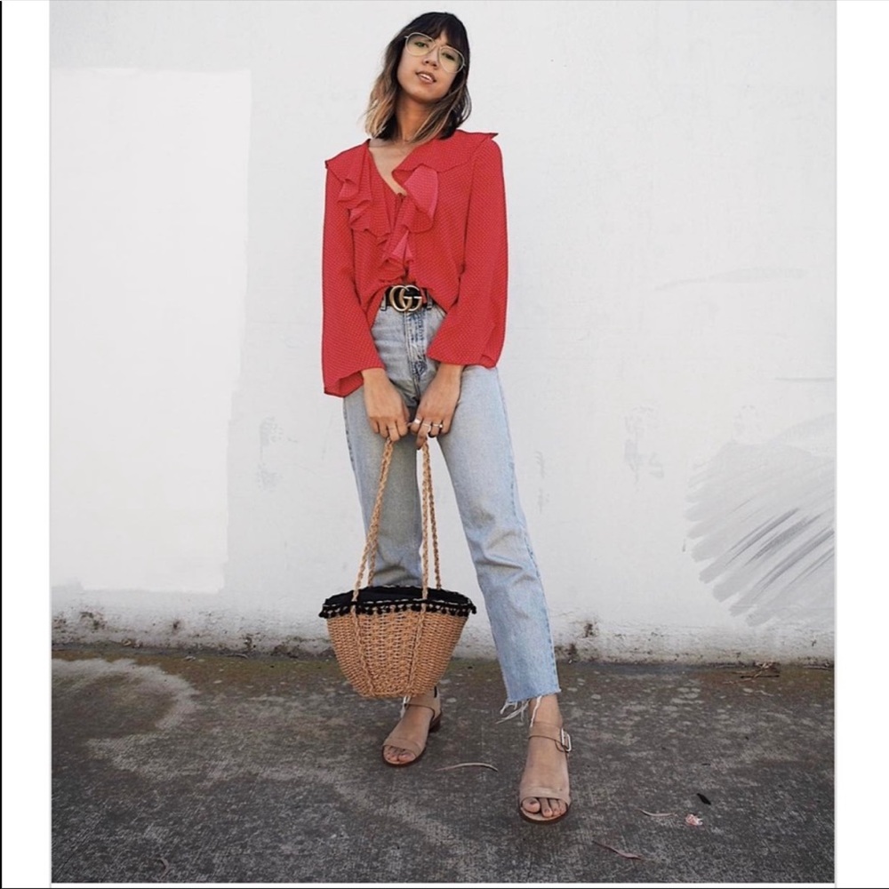 Straw woven straw bucket drawstring Pom bag purse - Picture 7 of 7